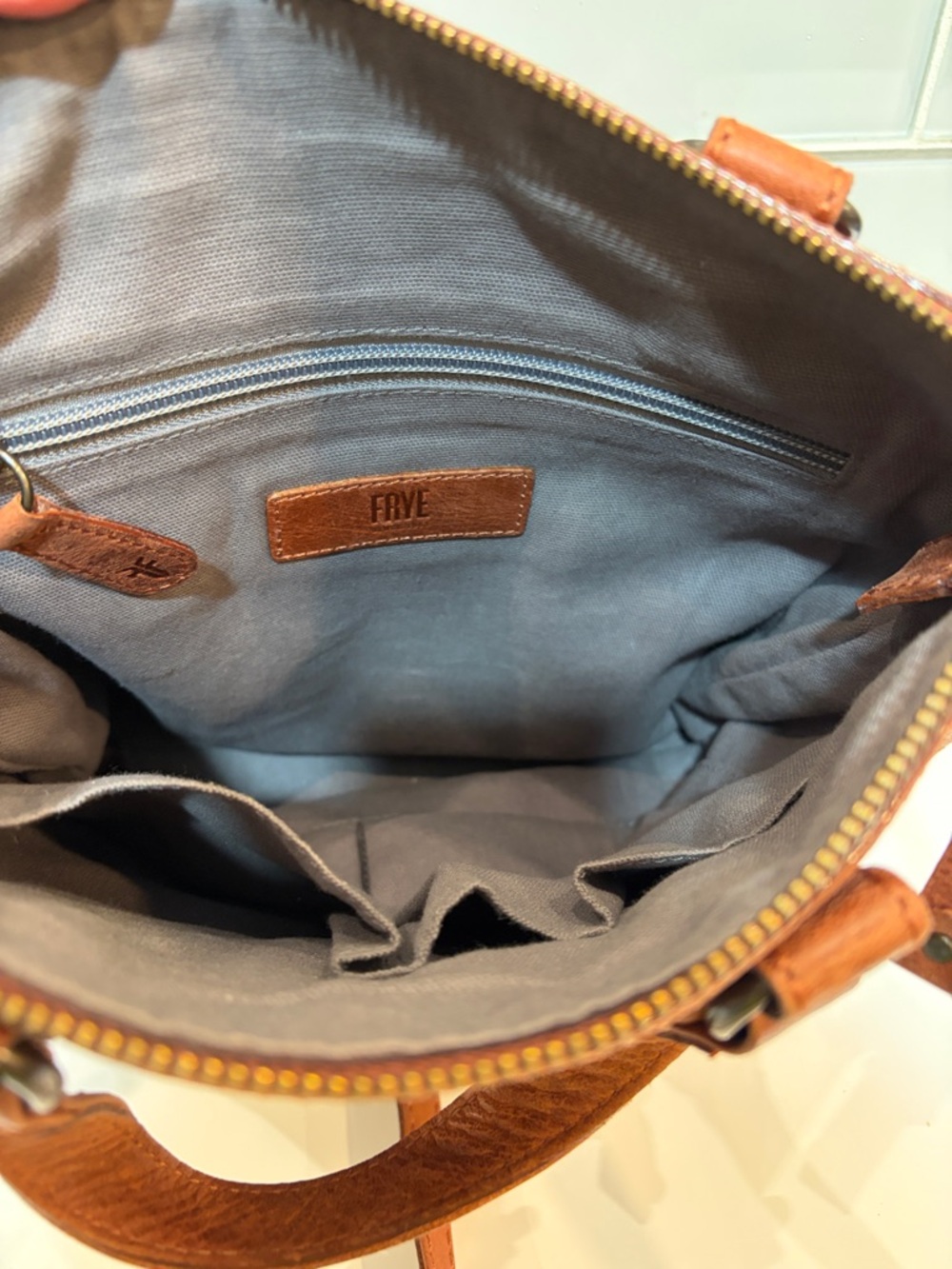 Frye Rustic Brown Leather Crossbody Tote - Picture 3 of 4
